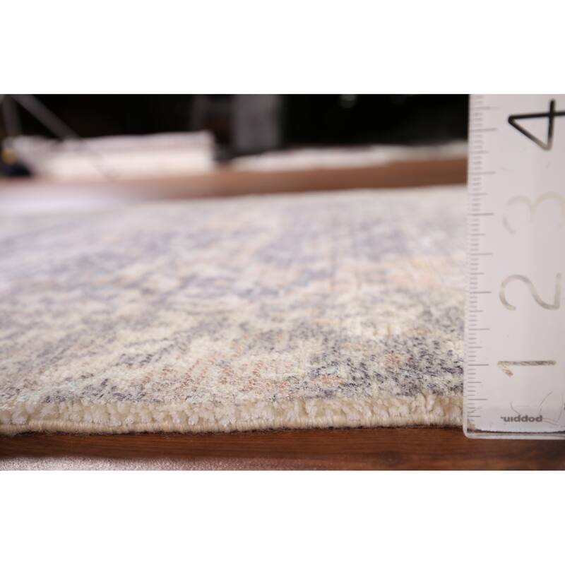 All-Over Abstract Oriental Accent Rug Handmade Wool Carpet - 2'8" x 4'9"