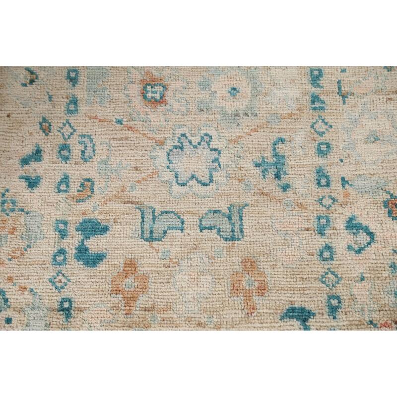 Hand Knotted Oriental 100% Wool Carpet Transitional Floral Beige & Ivories Oushak Area Rug - 2' 11'' X 2' 0''