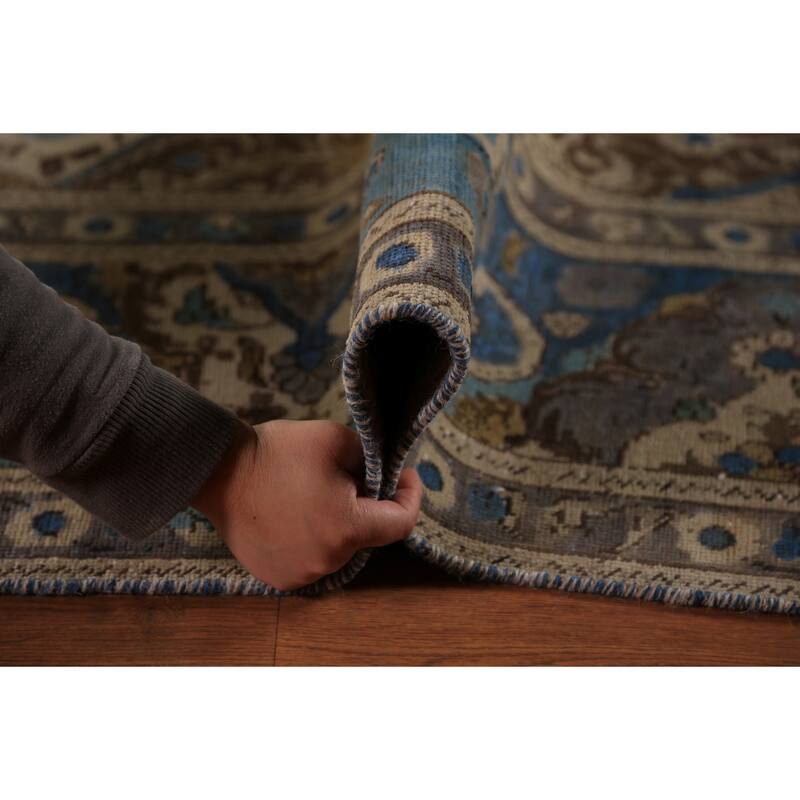 Geometric Tabriz Persian Area Rug Handmade Bedroom Wool Carpet - 9'8"x 13'1"