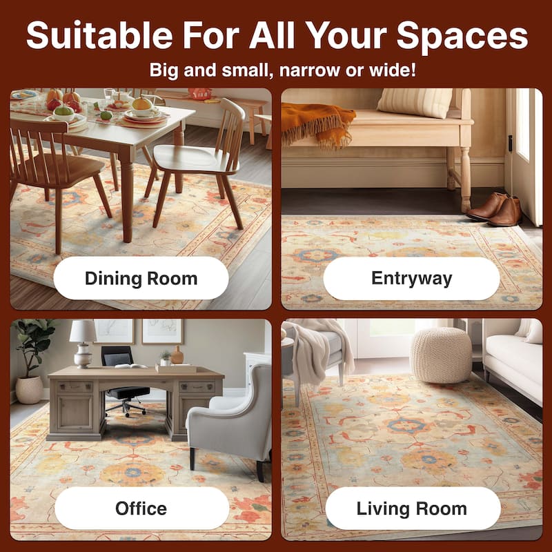 Well Woven Ushak Fethiye Vintage Medallion Pastel Flat-Weave Area Rug