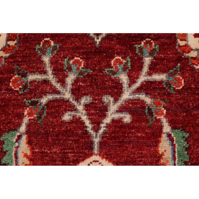 Boho Chic Ziegler Laney Red Beige Hand-Knotted Wool Runner - 1'11'' x 5'0''