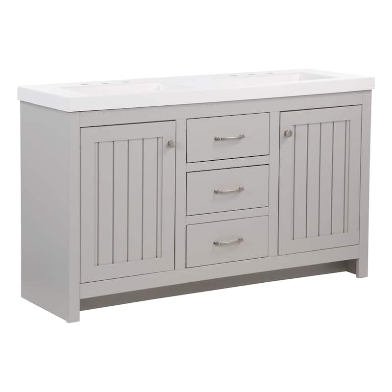 Chamiree 60" Double-Sink Vanity With 2 Cabinets, 3 Drawers, and White Sink Top