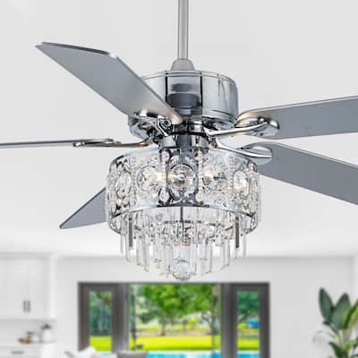 Bella Depot 52" Crystal Ceiling Fan with Reversible Blades, Remote Control and Light Kit