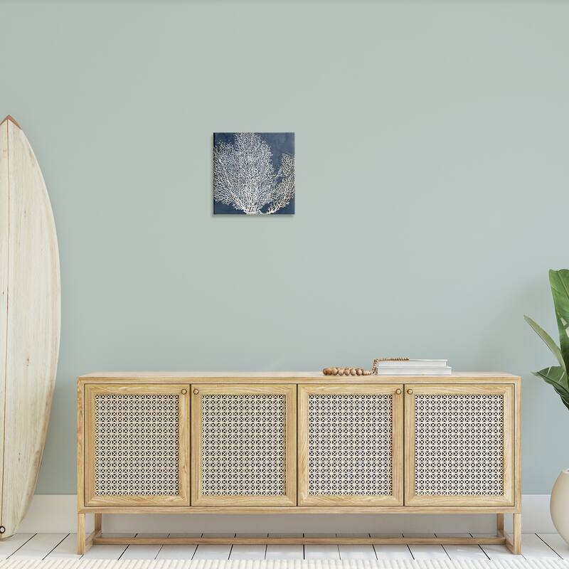 Stupell Sea Coral Ocean Life Silhouette Blue White Design Canvas Wall Art