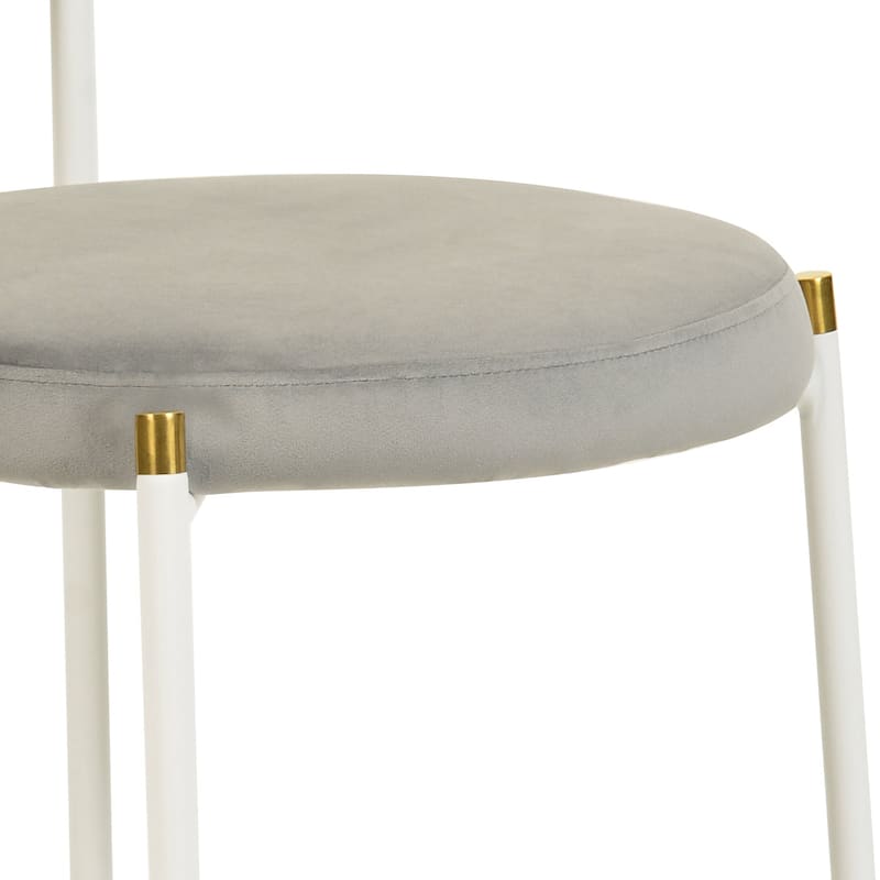 LeisureMod Euston Modern Dining Chair with Upholstered Velvet Seat - Wicker Back and White Stainless Steel Legs Accent Chair