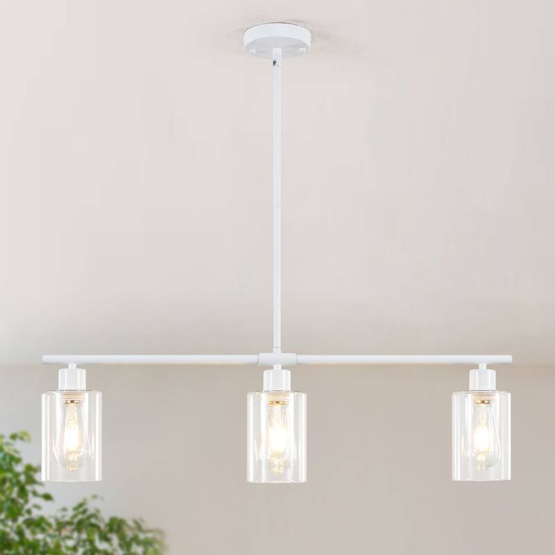 Modern Linear Ceiling Hanging Light 3-Lights Industrial Pendant Light with Adjustable Height for Living Room, Foyer - N/A