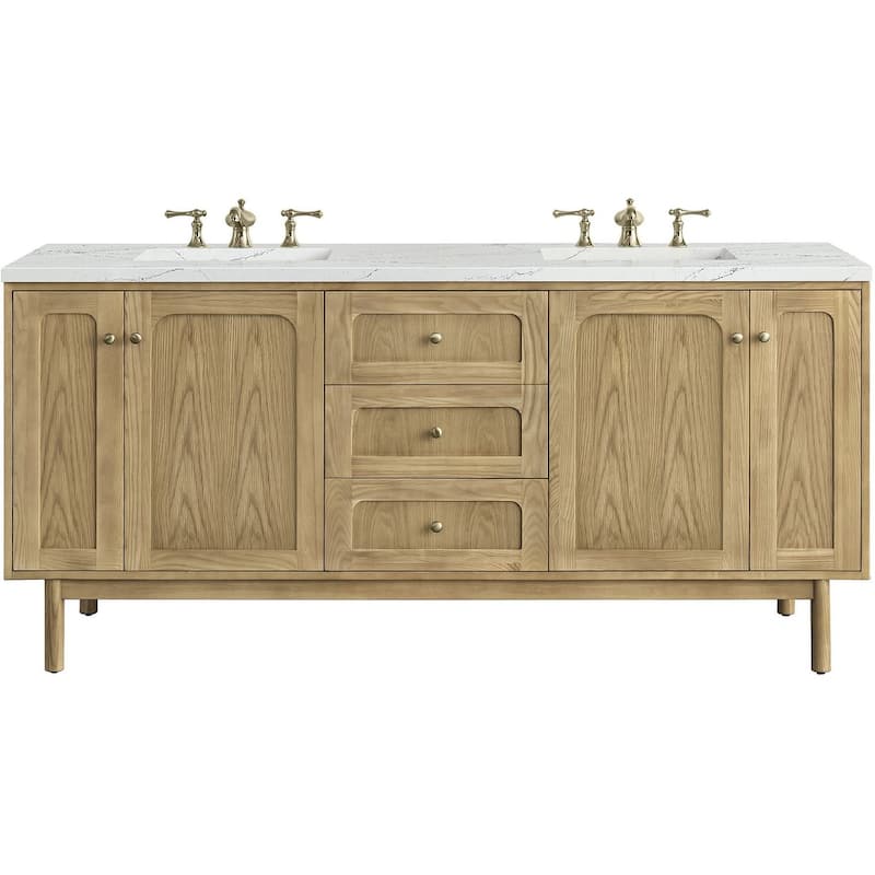 James Martin Vanities 545-V72-FENC Laurent 72" Wall Mounted or Free - Light Natural Oak - Oak Finish