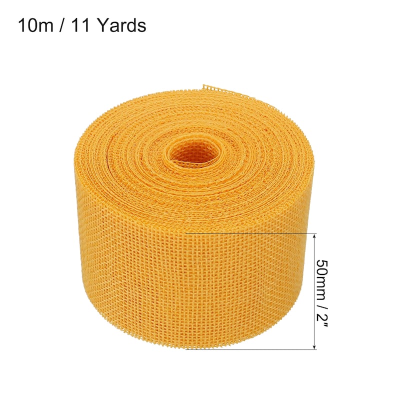 Burlap Fabric Ribbon, Wired Jute Crafts Roll for Wrapping Decoration - Yellow