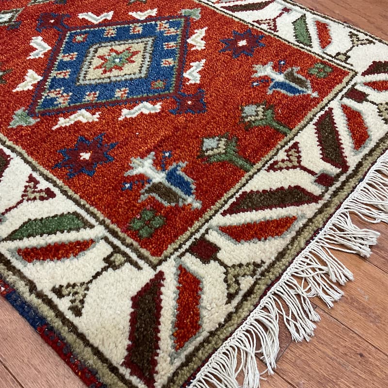 HERAT ORIENTAL Handmade Kazak Wool Rug - 2'2" x 3'11"