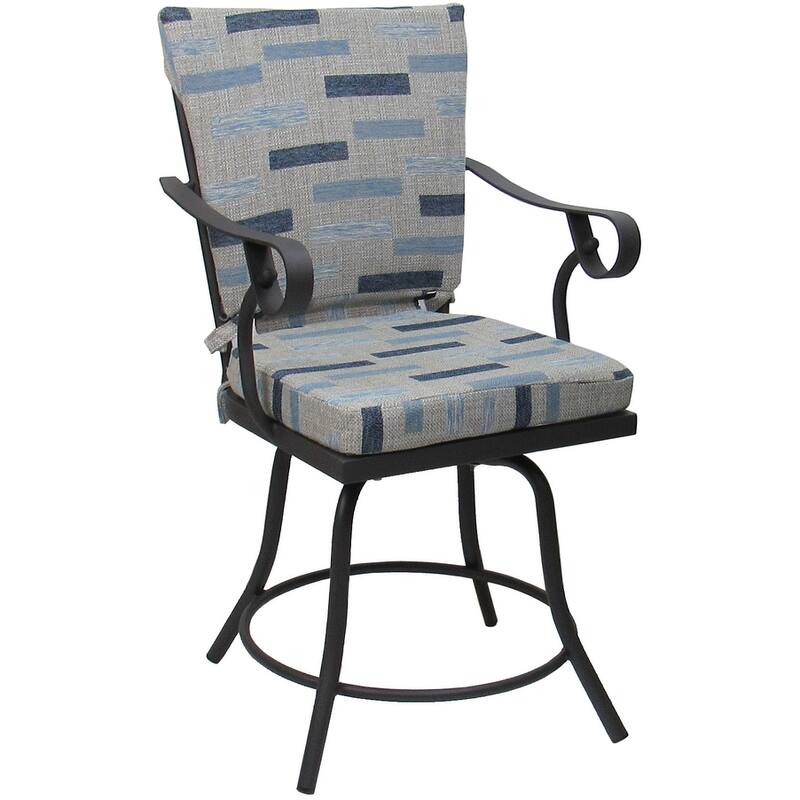 Outdoor or Indoor Patio Swivel Dining Chair - Jamey - B-W Blue Beige - Gray