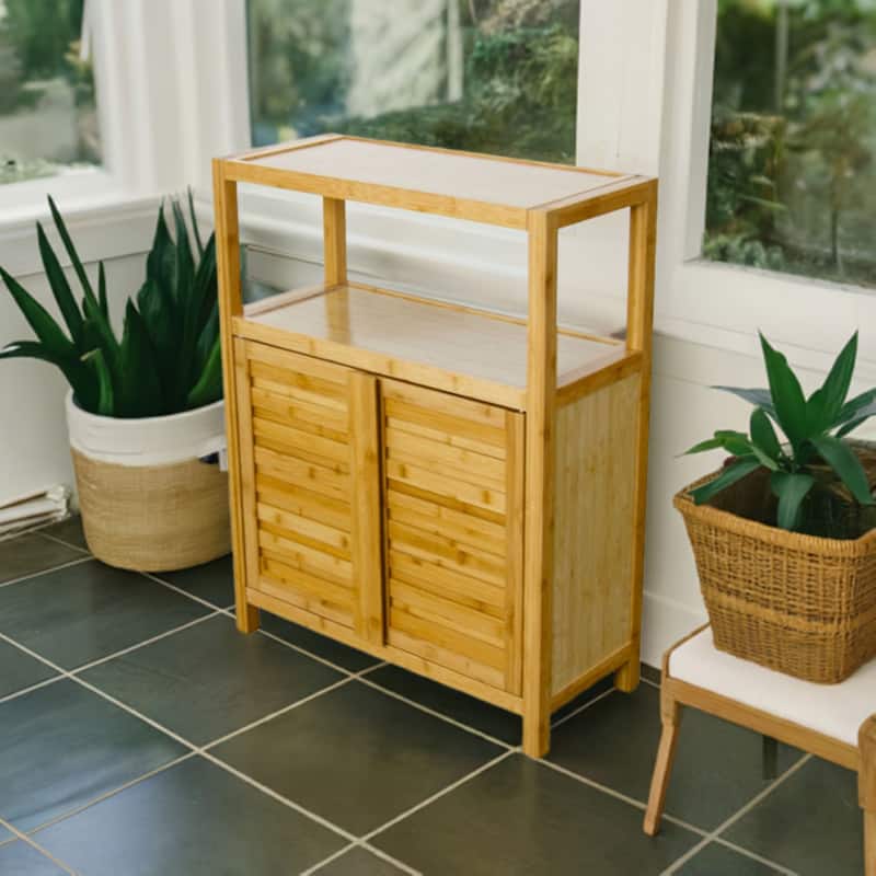 Porch & Den Burning Tree Solid Bamboo 2-door Spa Utility Cabinet