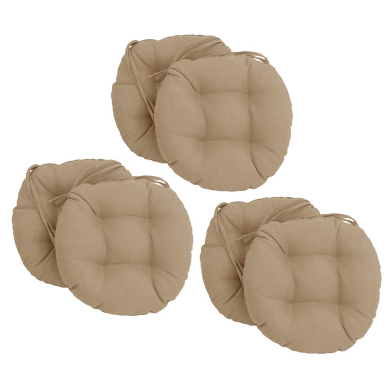 16-inch Round Tufted Indoor/ Outdoor Chair Cushions (Set of 6) - Sandstone