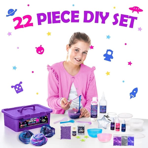 Kit Slime DIY Galaxy Pour Filles – 25 Pièces, Paillettes, Boules Mousse, Argile, Phosphorescent – Créatif Dès 3 Ans