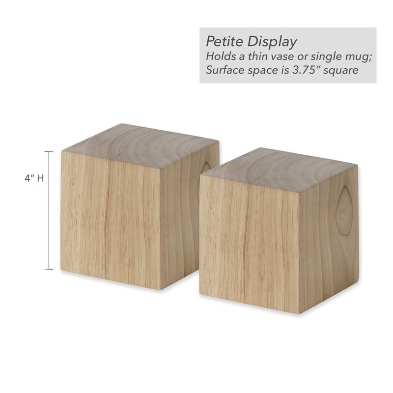 Tabletop Wood Risers - Set of 2 - 4"H x 3.75"W x 3.75"D - Tan