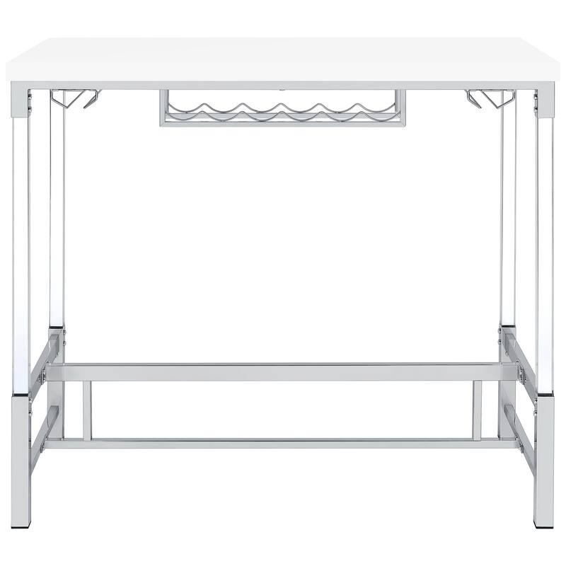 Norcrest 47-inch Acrylic Leg Bar Table White High Gloss