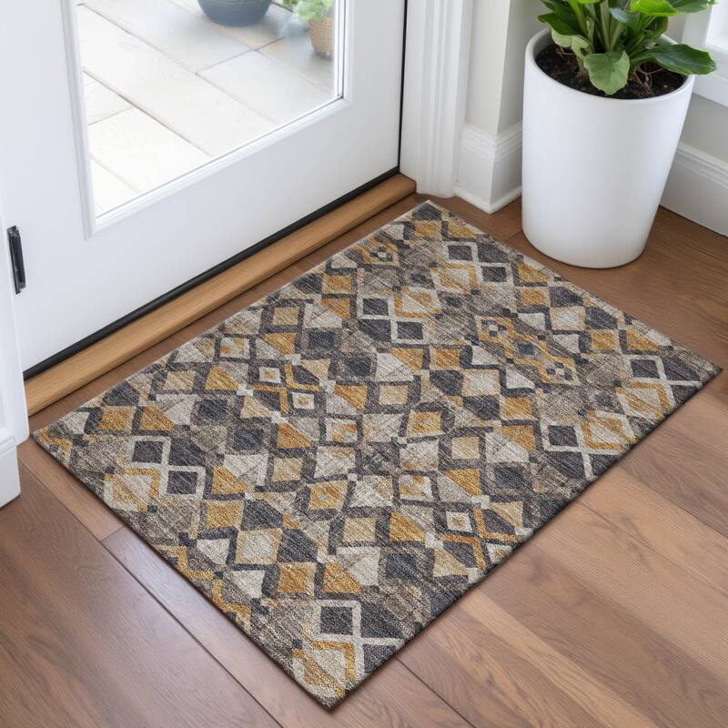 Premium Washable Super Soft Boho Geo Mayfield Rug - Wheat - 1'8" x 2'6"