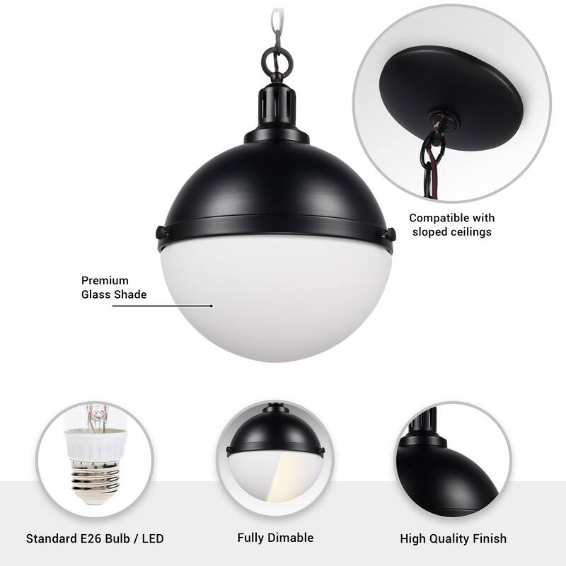 Brio Lighting Aaron - 2 Light Glass & Metal Dimmable Pendant Light