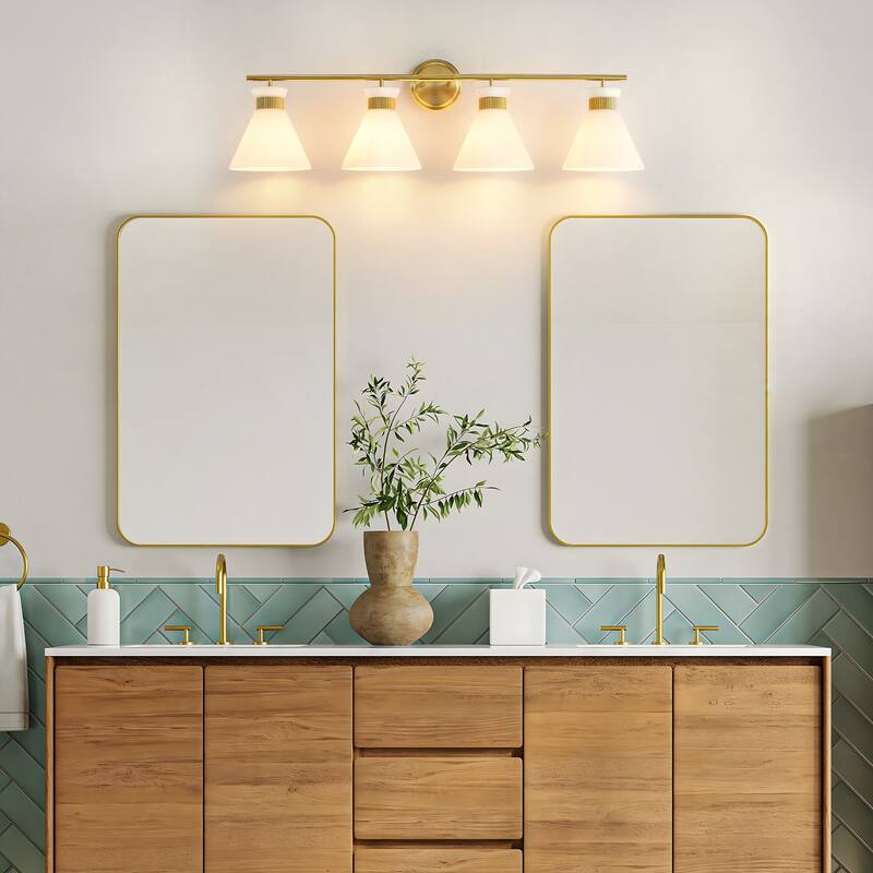 Dimmable Bathroom Vanity Light with Glass Shade