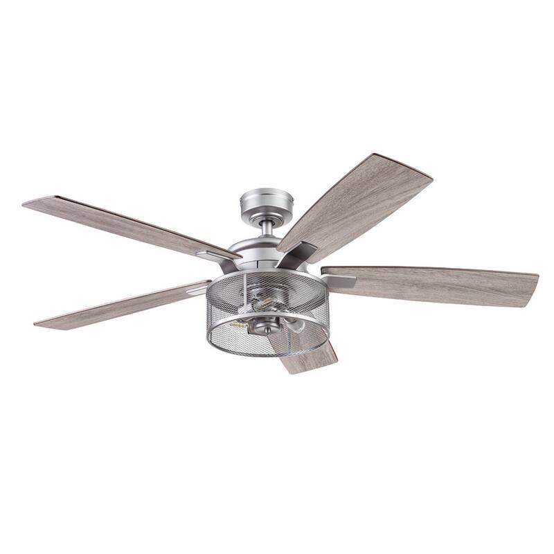 52" Honeywell Carnegie Pewter Industrial Farmhouse LED Ceiling Fan with Light and Remote Control