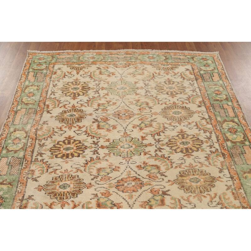 Distressed Sparta Turkish Vintage Area Rug Hand-Knotted Wool Carpet - 5'3"x 8'11"