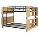 preview thumbnail 9 of 13, Full Over Full Metal Bunk Bed with Ladder & Storage Shelves, No Box Spring, Black