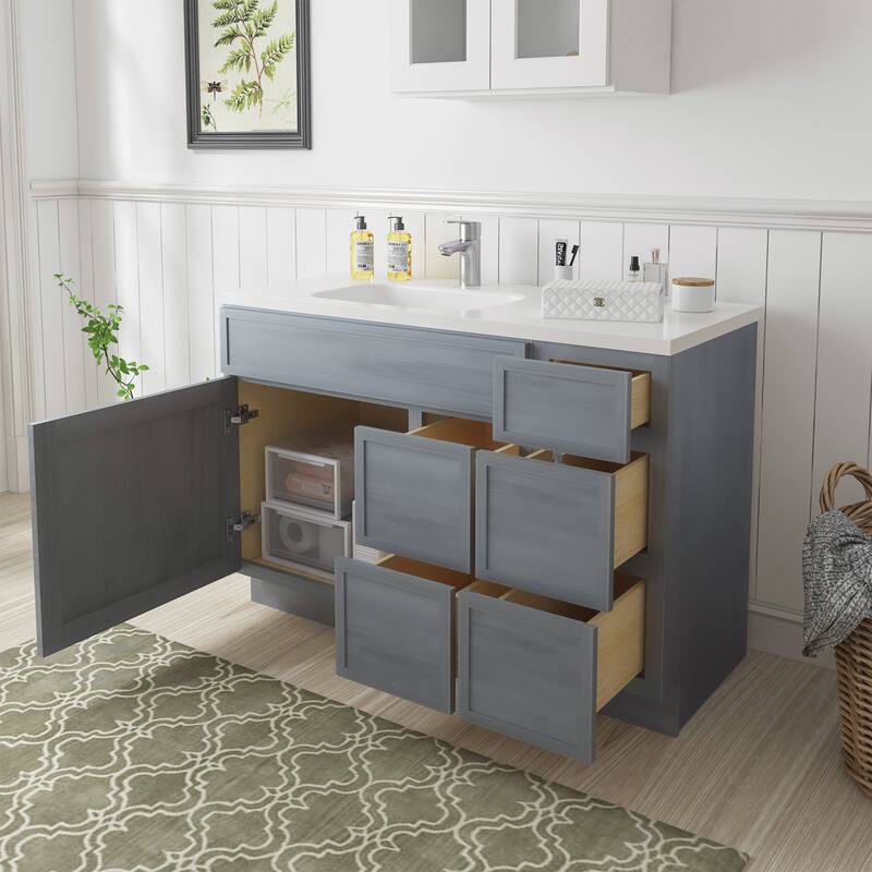 Vanity Art 48" Birch Freestanding Bathroom Vanity Cabinet without Top