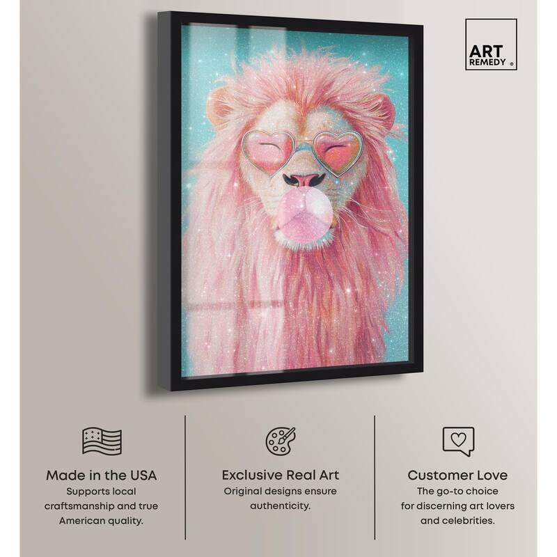 Pastel Lion Bubblegum Shadowbox by Art Remedy