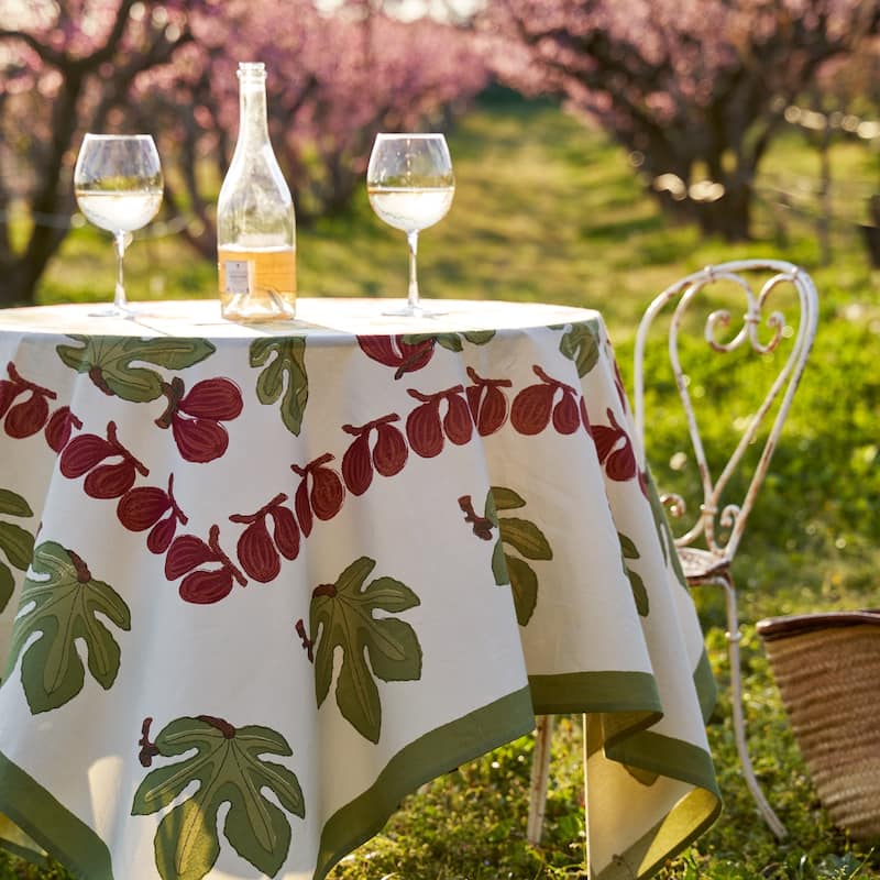 Couleur Nature Fig Red/ Green Square Tablecloth