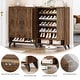 preview thumbnail 14 of 23, 24 Pairs Large Wood Shoe Storage Cabinet with Doors for Entryway - 6-Tier