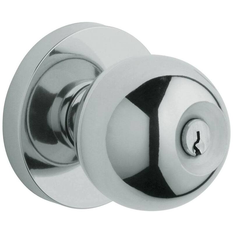 Baldwin Modern Style Keyed Entry Door Knob Set with Modern Rosette and - Polished Chrome