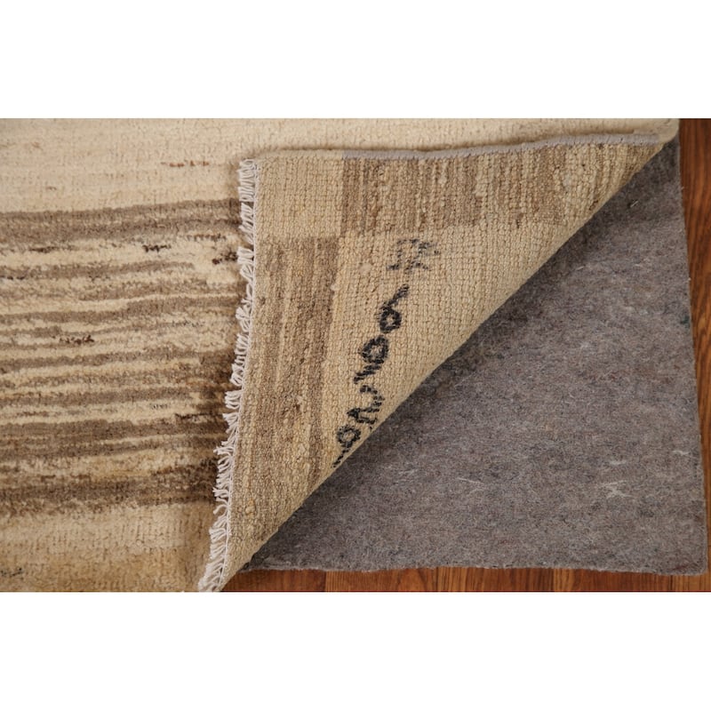 Hand Knotted Oriental 100% Wool Carpet Tribal Modern Beige & Ivories Gabbeh (kashkoli) Area Rug - 3' 2'' X 2' 0''