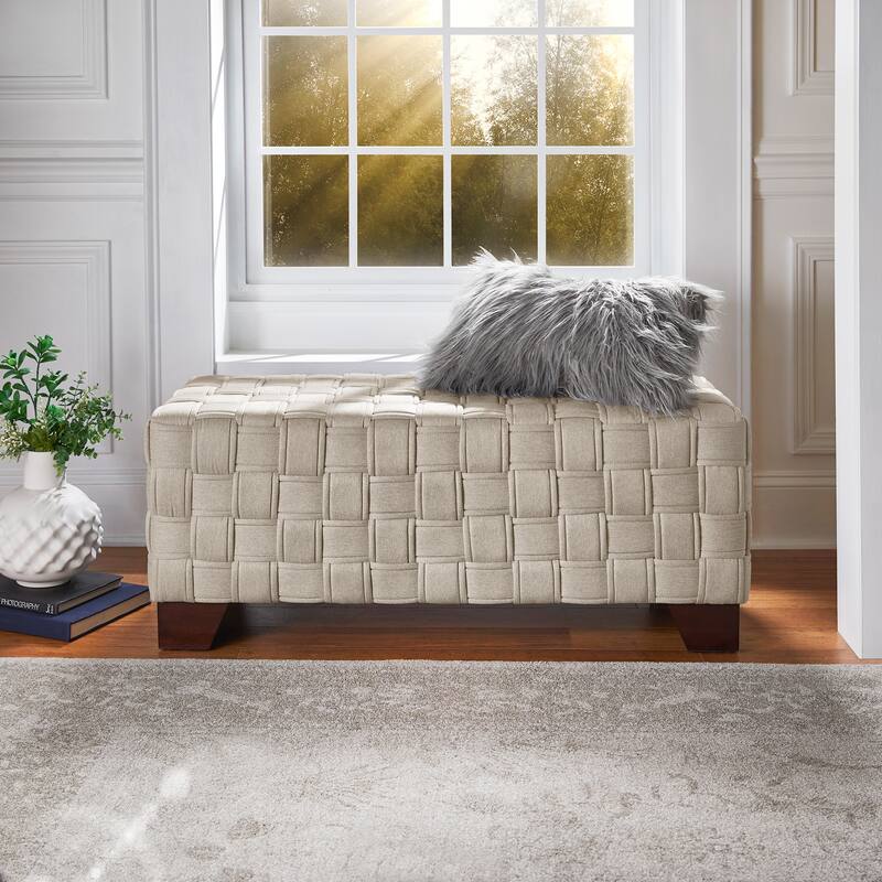 Orlo Walnut Finish Woven Bench by iNSPIRE Q Modern