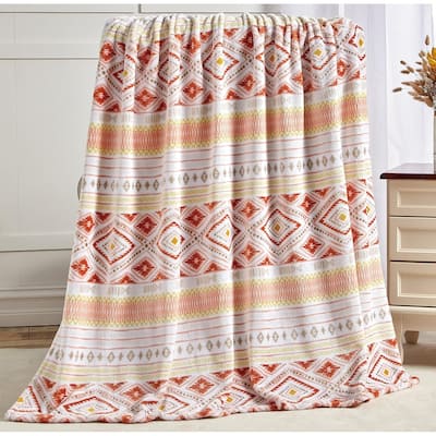 Aztec Style by Décor&More Oversized Luxe Plush Throw Blanket (50" x 70")
