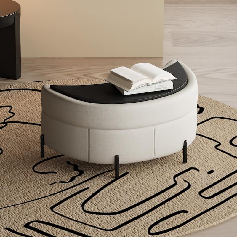 Modern Chenille 360° Swivel Accent Barrel Chair and Storage Ottoman