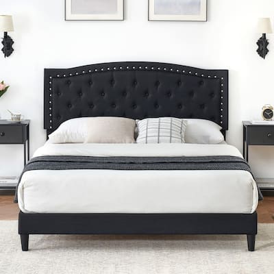 Bed Frame with Button Tufted Headboard