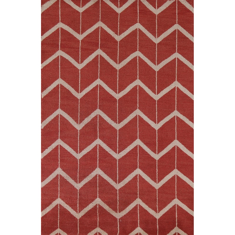 Hand Knotted Oriental 100% Wool Carpet Modern All-Over Red Gabbeh Area Rug - 7' 11'' X 4' 11''
