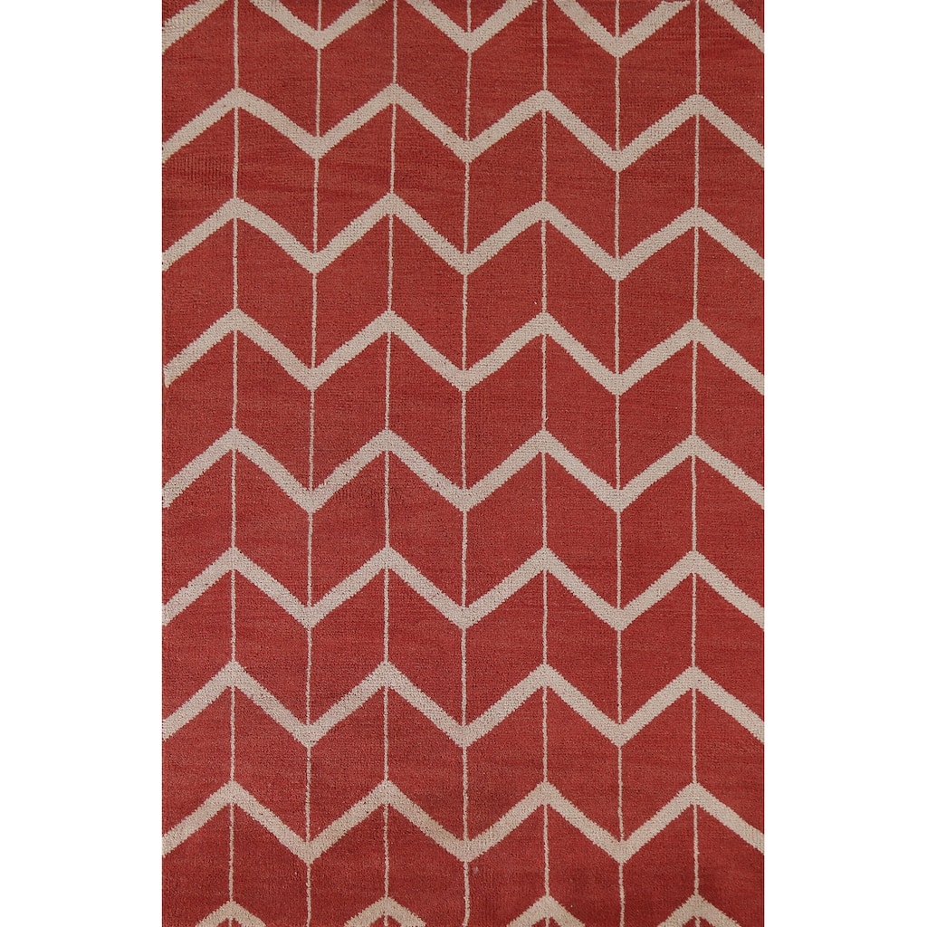 Hand Knotted Oriental 100% Wool Carpet Modern All-Over Red Gabbeh Area Rug - 7' 11'' X 4' 11''