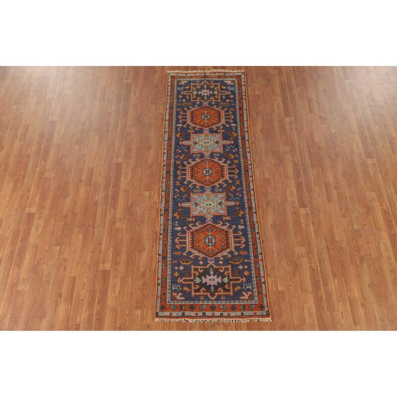 Blue Heriz Serapi Oriental Runner Rug Handmade Wool Carpet - 2'8" x 8'3"