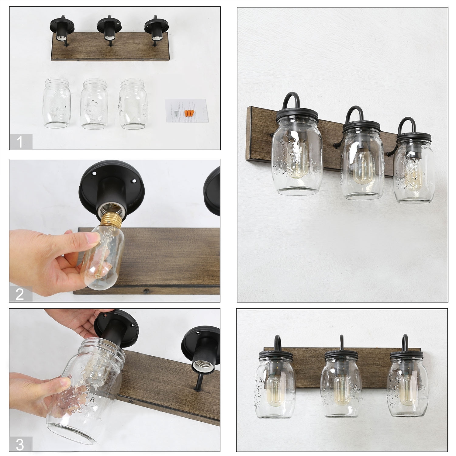 Mason jar vanity light on sale