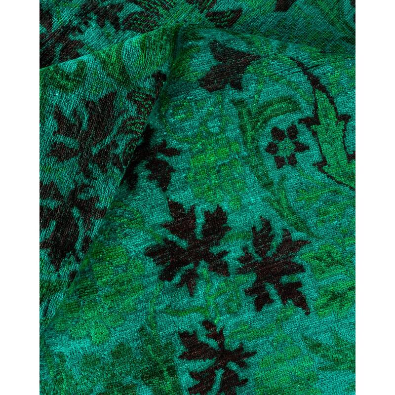 Overton Hand Knotted Wool Vintage Inspired Modern Contemporary Overdyed Green Area Rug - 8' 2" x 10' 0"