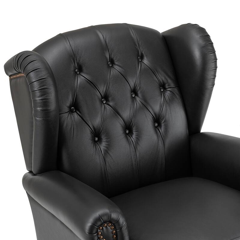 Alex Classic Wingback Leather Armchair with Nailhead Trim Set of 2 by HULALA HOME