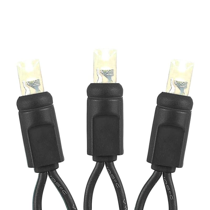 50 Light Twinkle LED Christmas Mini Light, Warm White, Black Wire, 25’ Long - Warm White (Black Wire)