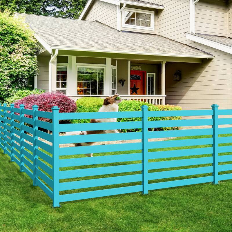 Courtyard Privacy Fence No Pit Digging Type, More Convenient For Outdoor Installation,2,4-Panel - 39.3 in. W x 35.6 in. H - Blue-pieces of 4