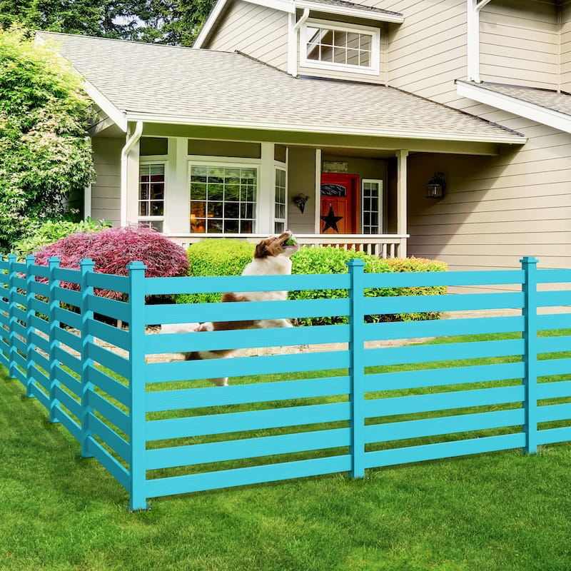 LUE BONA 38 in. x 46 in. Garden Fence Panels Outdoor 2 Panels Recycled Plastic Privacy Air Conditioner Fence - Blue