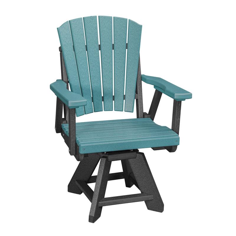American Furniture Classics Single Dining Height Swivel Arm Chair, Made in the USA - Aruba Blue on Black
