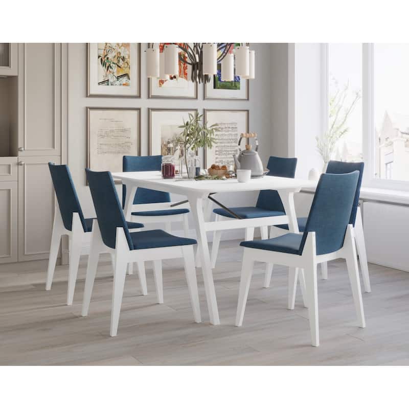 Mitchell 7-pieces Dining Table and Chair - Table and 6 Chairs - White