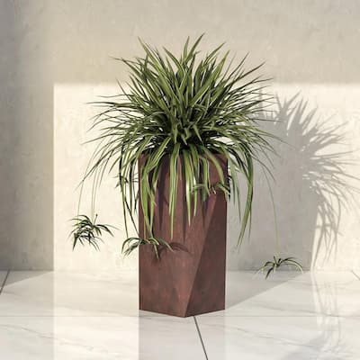 Aloe Fiberstone & MGO Clay Tapered Square Tall Planter Plant Pot, Indoor/Outdoor with Drainage Holes for Yard Porch Decor