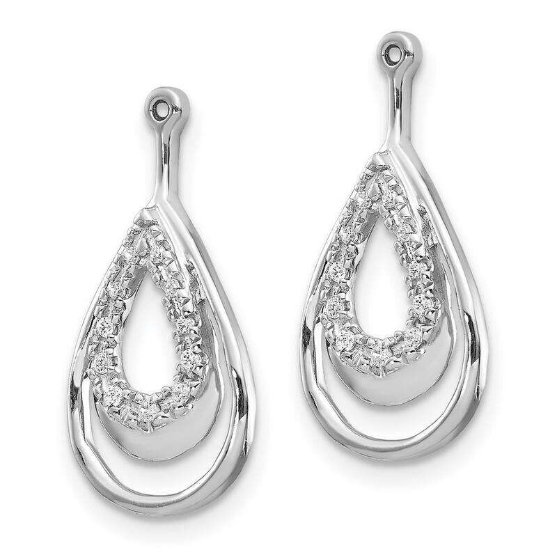Curata 14k White Gold Diamond Earrings Jackets - 19x10mm Wide
