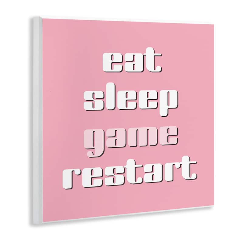 Stupell Gamer Phrases on Pink Wall Plaque Art Design By Yass Naffas Designs