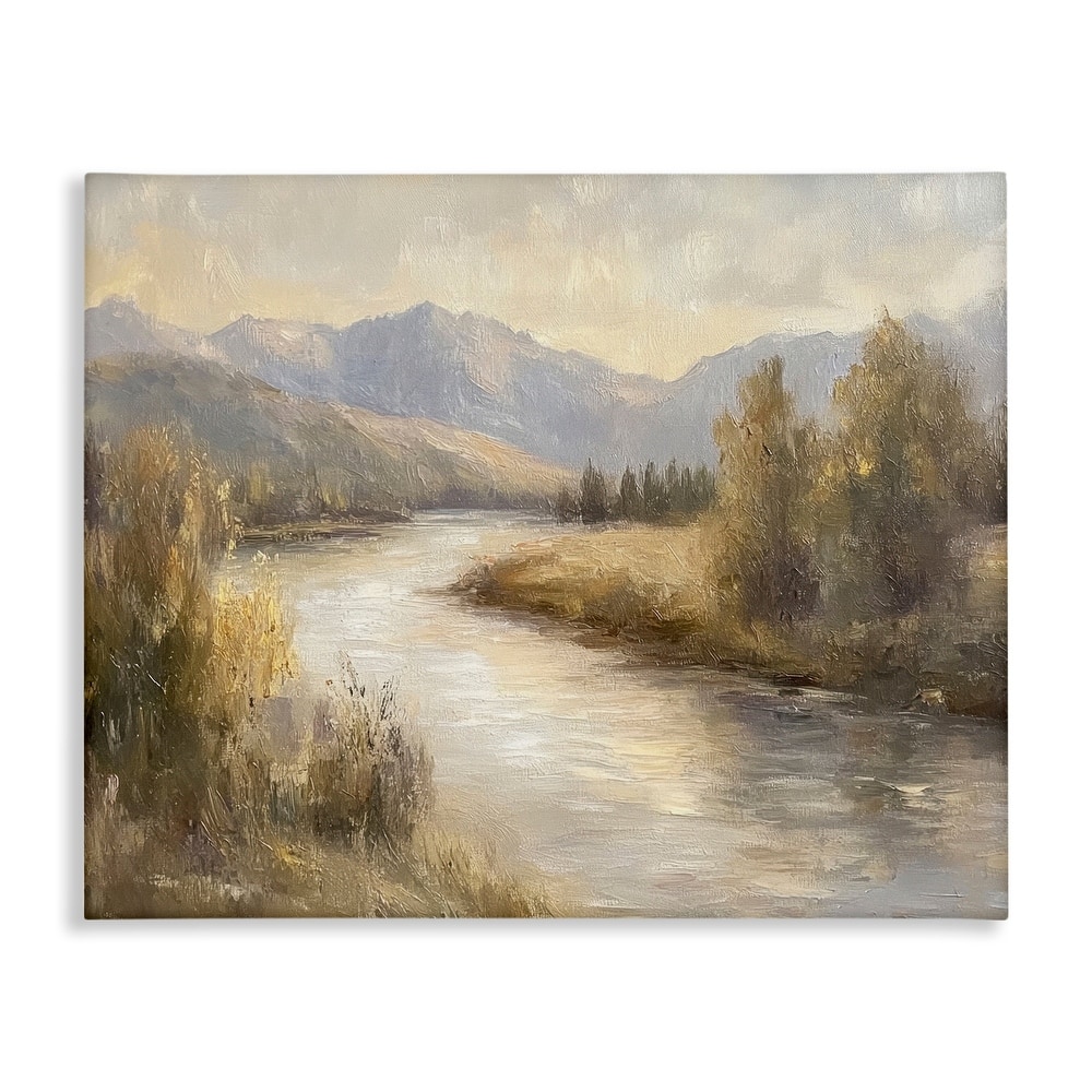 Stupell Flowing River & Distant Mountains Canvas Wall Art Design By Petal Prints Design
